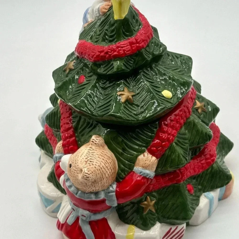 Cook's BAZAAR Christmas Cookie‎ Jar Bears Decorating Christmas Tree Vintage